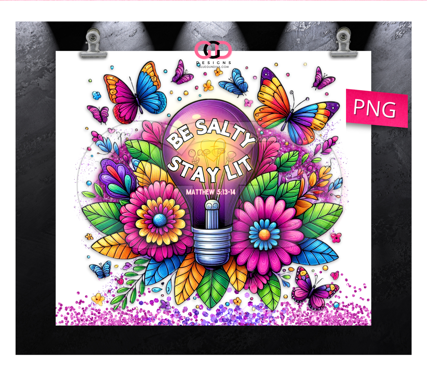 Floral Be Salty Stay Lit- Digital tumbler wrap for 20 oz skinny straight tumbler