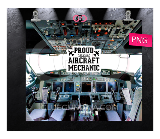 Proud Aircraft Mechanic- Digital tumbler wrap for 20 oz skinny straight tumbler