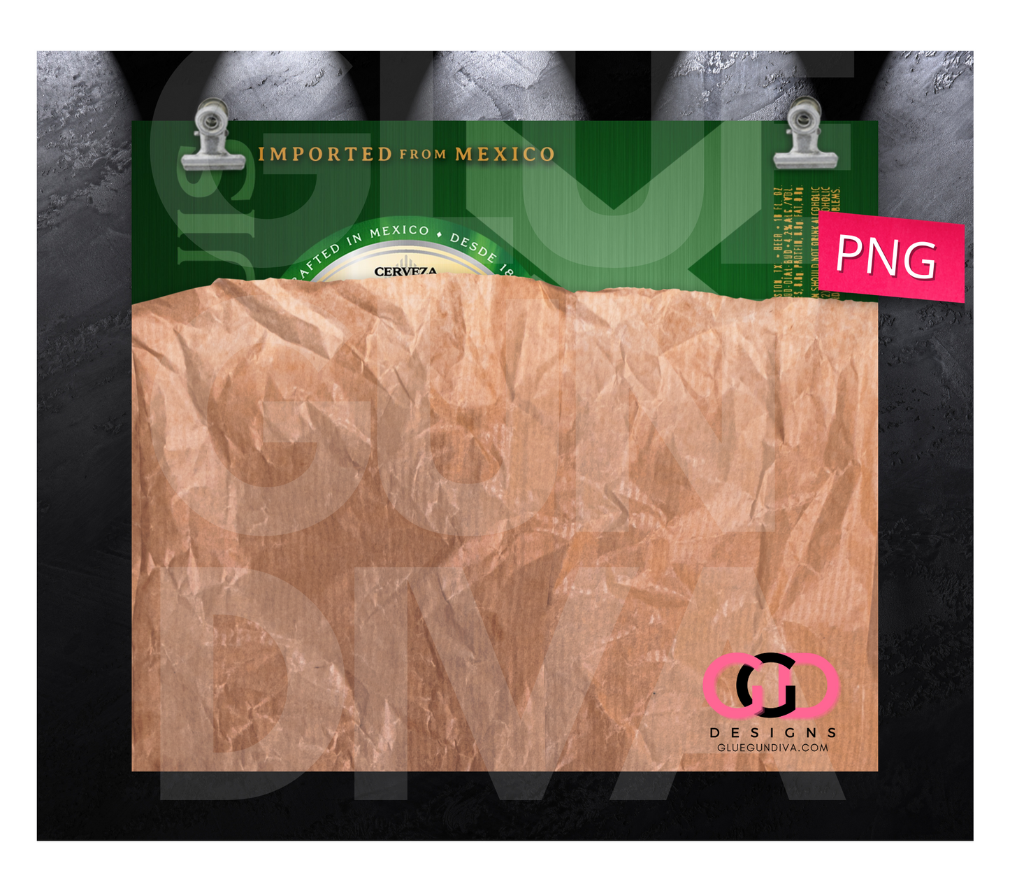 Beer in a Bag Dos Equis XX- Digital tumbler wrap for 20 oz skinny straight tumbler