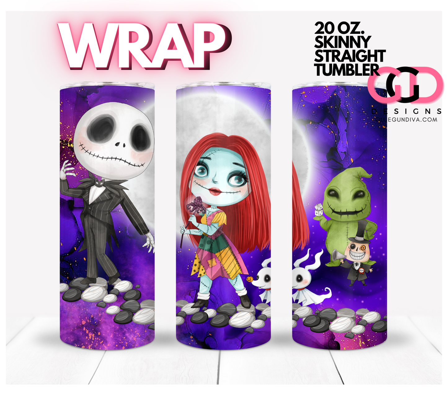 A Stroll before Christmas- Digital tumbler wrap for 20 oz skinny straight tumbler