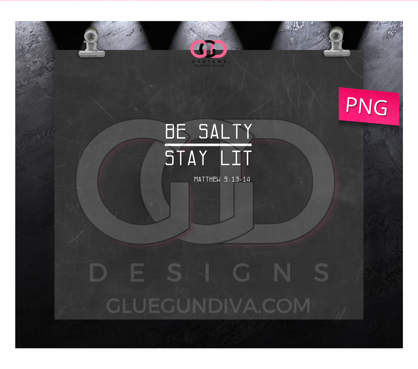Black Chalkboard Be Salty Stay Lit- Digital tumbler wrap for 20 oz skinny straight tumbler