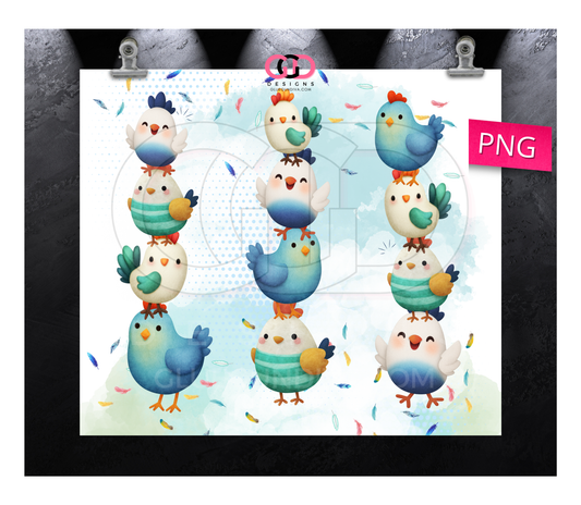 Chicken Fun - Digital tumbler wrap for 20 oz skinny straight tumbler