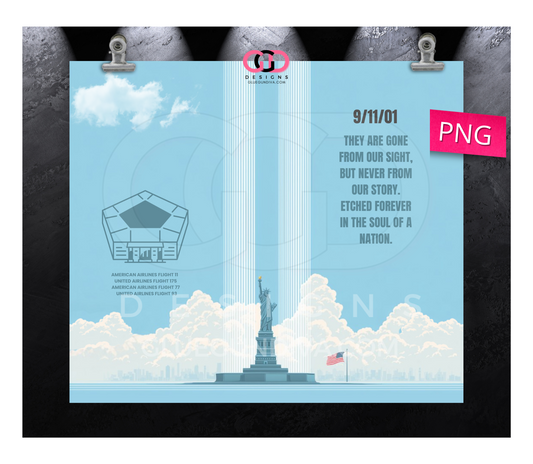 911 Etched Forever- Digital tumbler wrap for 20 oz skinny straight tumbler