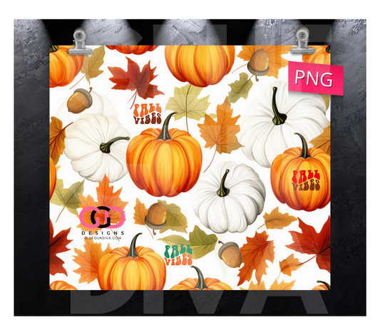 Fall Vibes Collage- Digital tumbler wrap for 20 oz skinny straight tumbler