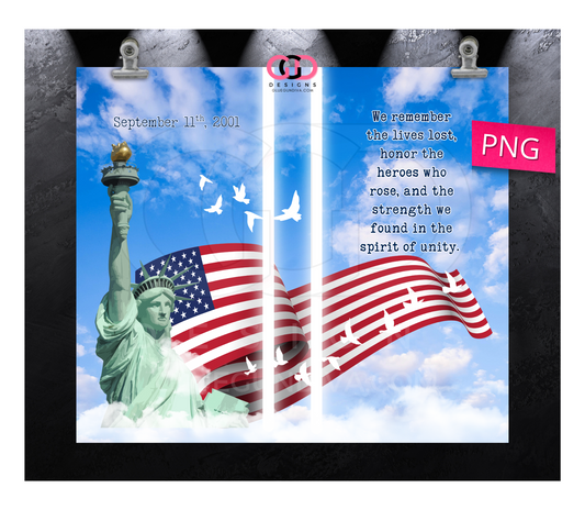 911 Spirit of Unity - Digital tumbler wrap for 20 oz skinny straight tumbler
