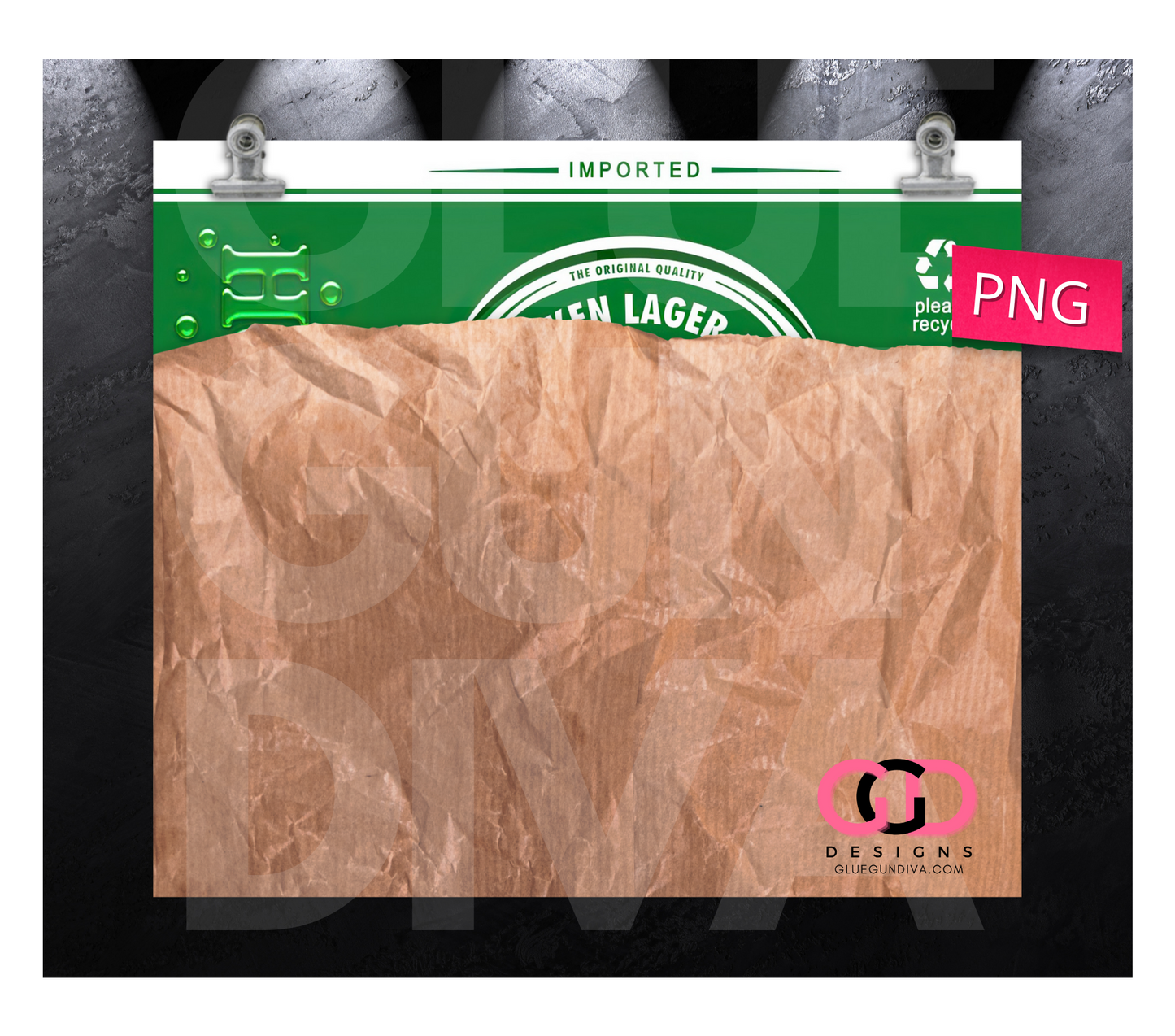 Beer in a Bag Heineken- Digital tumbler wrap for 20 oz skinny straight tumbler