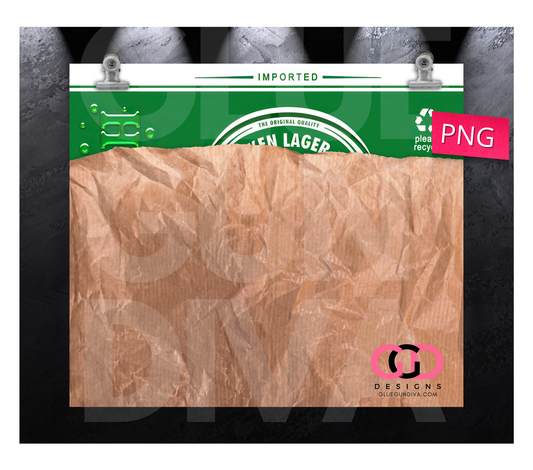 Beer in a Bag Heineken- Digital tumbler wrap for 20 oz skinny straight tumbler