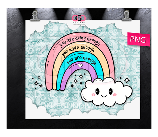 Mental health Rainbow - Digital tumbler wrap for 20 oz skinny straight tumbler