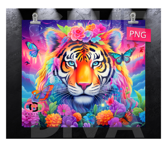 Bright Tiger Dream- Digital tumbler wrap for 20 oz skinny straight tumbler