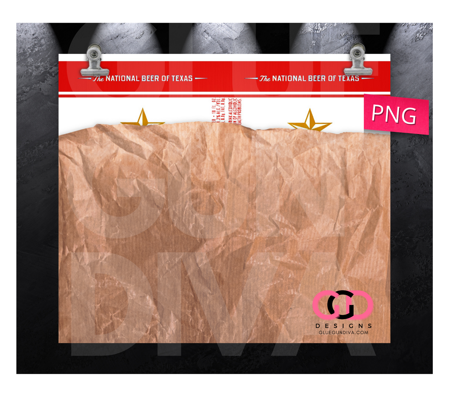 Beer in a Bag Lone Star- Digital tumbler wrap for 20 oz skinny straight tumbler