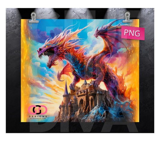 Colorful Dragon- Digital tumbler wrap for 20 oz skinny straight tumbler