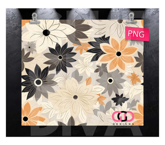 Fall Flowers Background- Digital tumbler wrap for 20 oz skinny straight tumbler