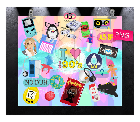 I love the 90s Icons - Digital tumbler wrap for 20 oz skinny straight tumbler