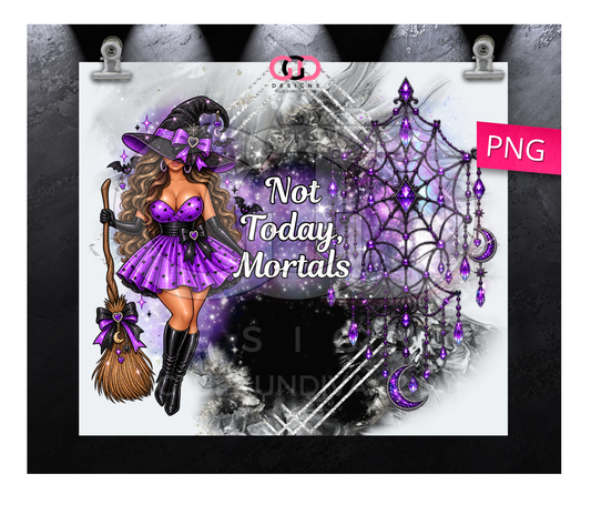 Not Today Mortals Brown Hair - Digital tumbler wrap for 20 oz skinny straight tumbler