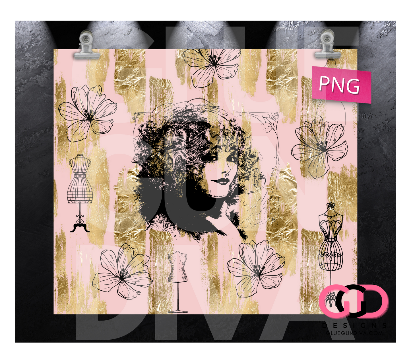 Vintage Beauty- Digital tumbler wrap for 20 oz skinny straight tumbler