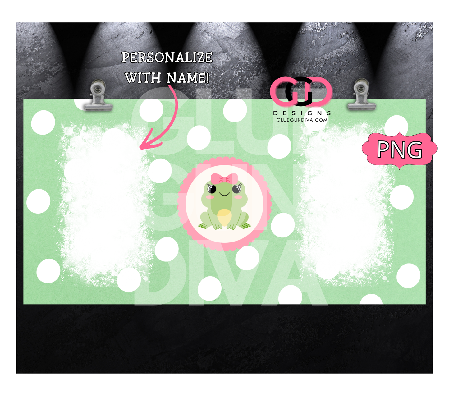 Cute Frogs - Digital Sippy Cup Wrap for kid's cups 12 oz