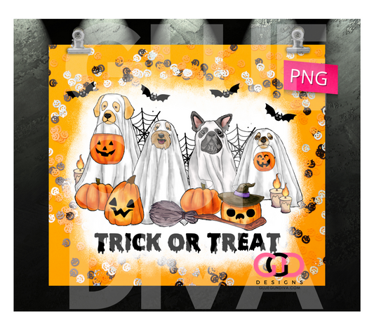 Puppy Trick or Treat- Digital tumbler wrap for 20 oz skinny straight tumbler