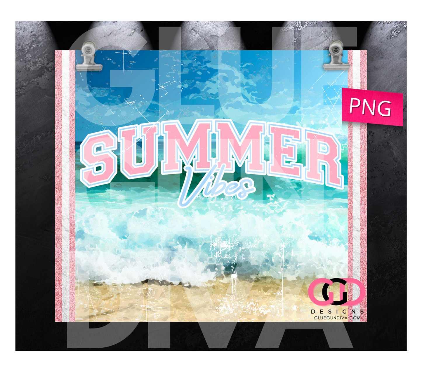 Summer Vibes - Digital tumbler wrap for 20 oz skinny straight tumbler
