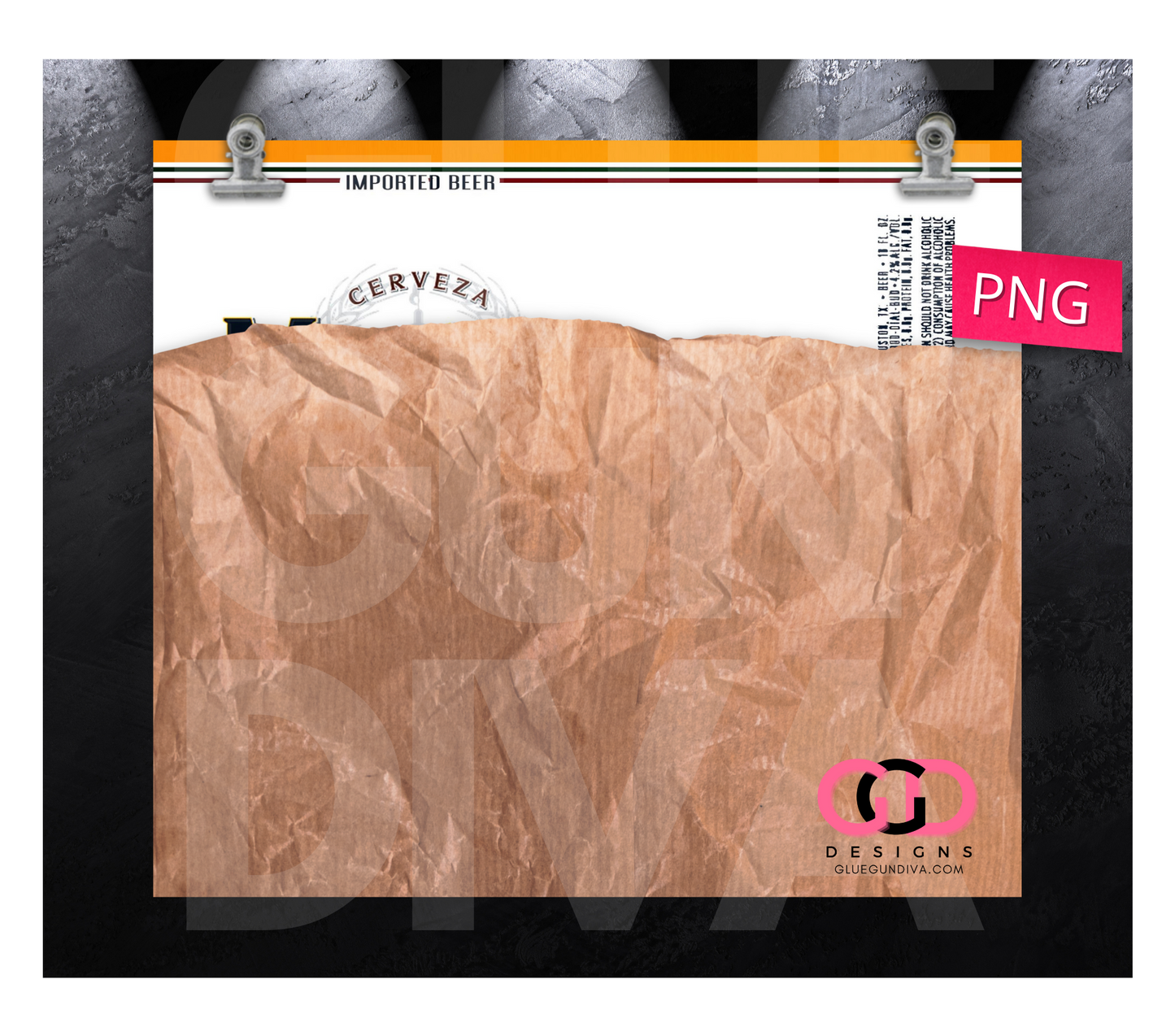 Beer in a Bag Modelo- Digital tumbler wrap for 20 oz skinny straight tumbler