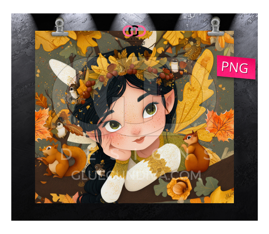 Fall Friends - Digital tumbler wrap for 20 oz skinny straight tumbler