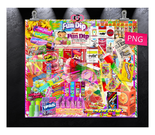 Retro Candy- Digital tumbler wrap for 20 oz skinny straight tumbler