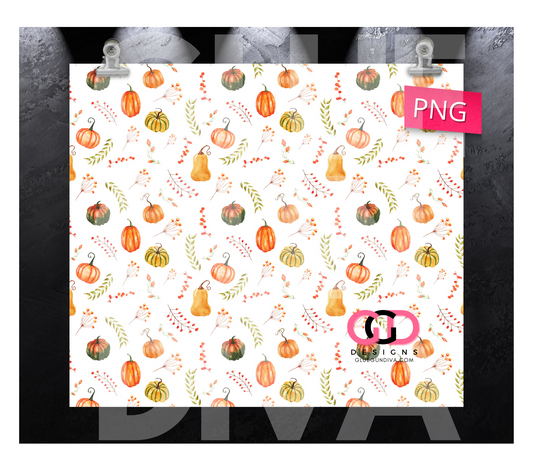 Fall Pumpkins Medley- Digital tumbler wrap for 20 oz skinny straight tumbler