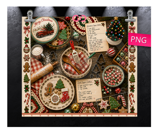 Vintage Christmas Cookies- Digital tumbler wrap for 20 oz skinny straight tumbler