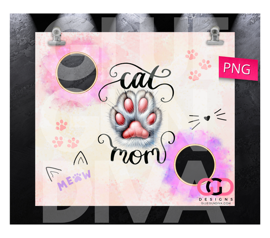 Cat Mom Photo Circle Frames - Digital tumbler wrap for 20 oz skinny straight tumbler