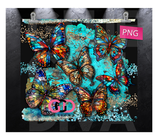Amazing Butterflies with free pen wrap- Digital tumbler wrap for 20 oz skinny straight tumbler