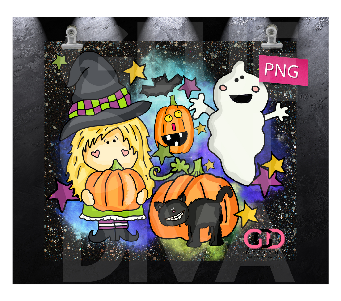 Cute Halloween Friends- Digital tumbler wrap for 20 oz skinny straight tumbler