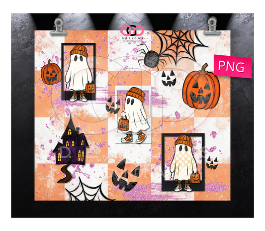 Polaroid Ghosts - Digital tumbler wrap for 20 oz skinny straight tumbler