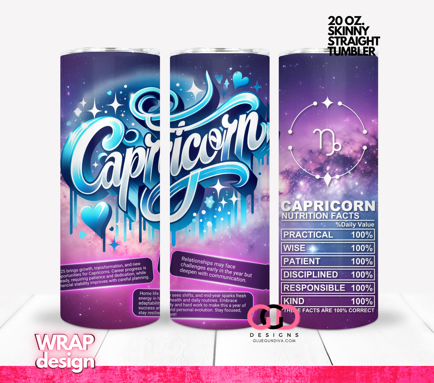 Capricorn 2025 Horoscope- Digital tumbler wrap for 20 oz skinny straight tumbler