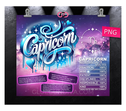 Capricorn 2025 Horoscope- Digital tumbler wrap for 20 oz skinny straight tumbler