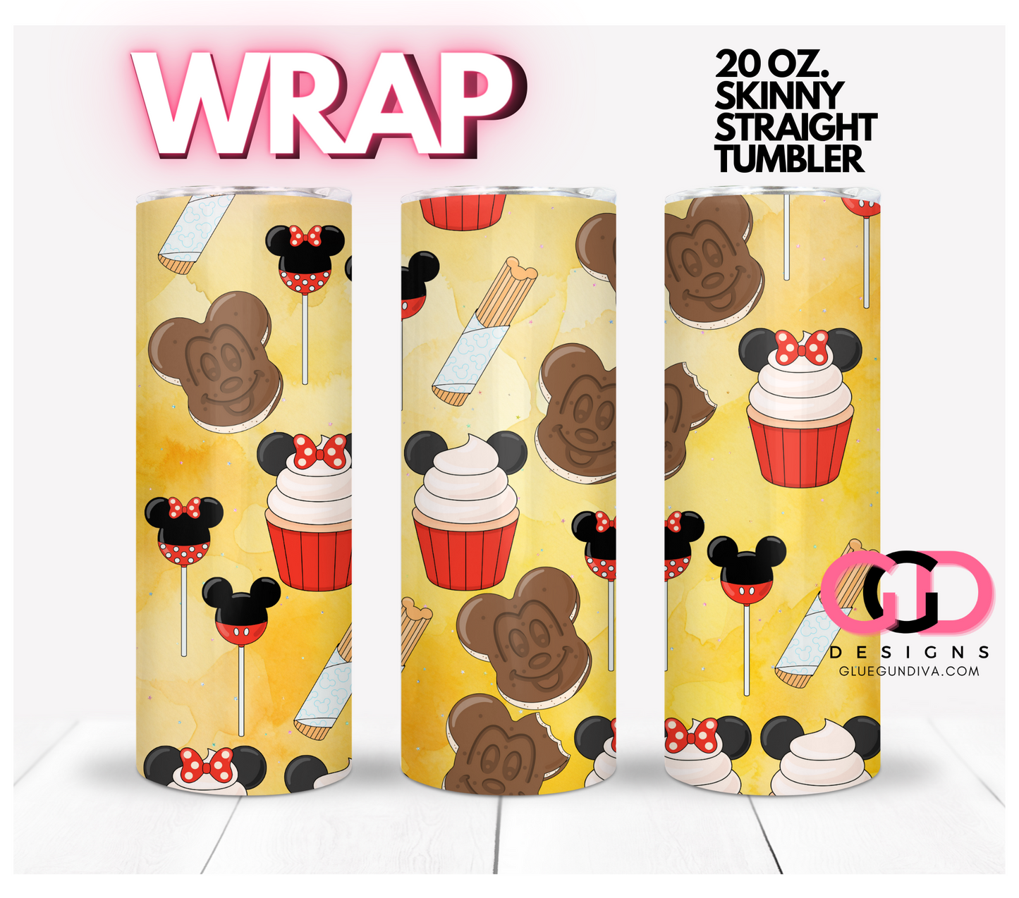 Cute Treats- Digital tumbler wrap for 20 oz skinny straight tumbler