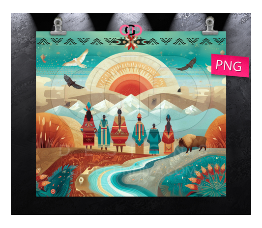 Indigenous Peoples Day 2025 - Digital tumbler wrap for 20 oz skinny straight tumbler