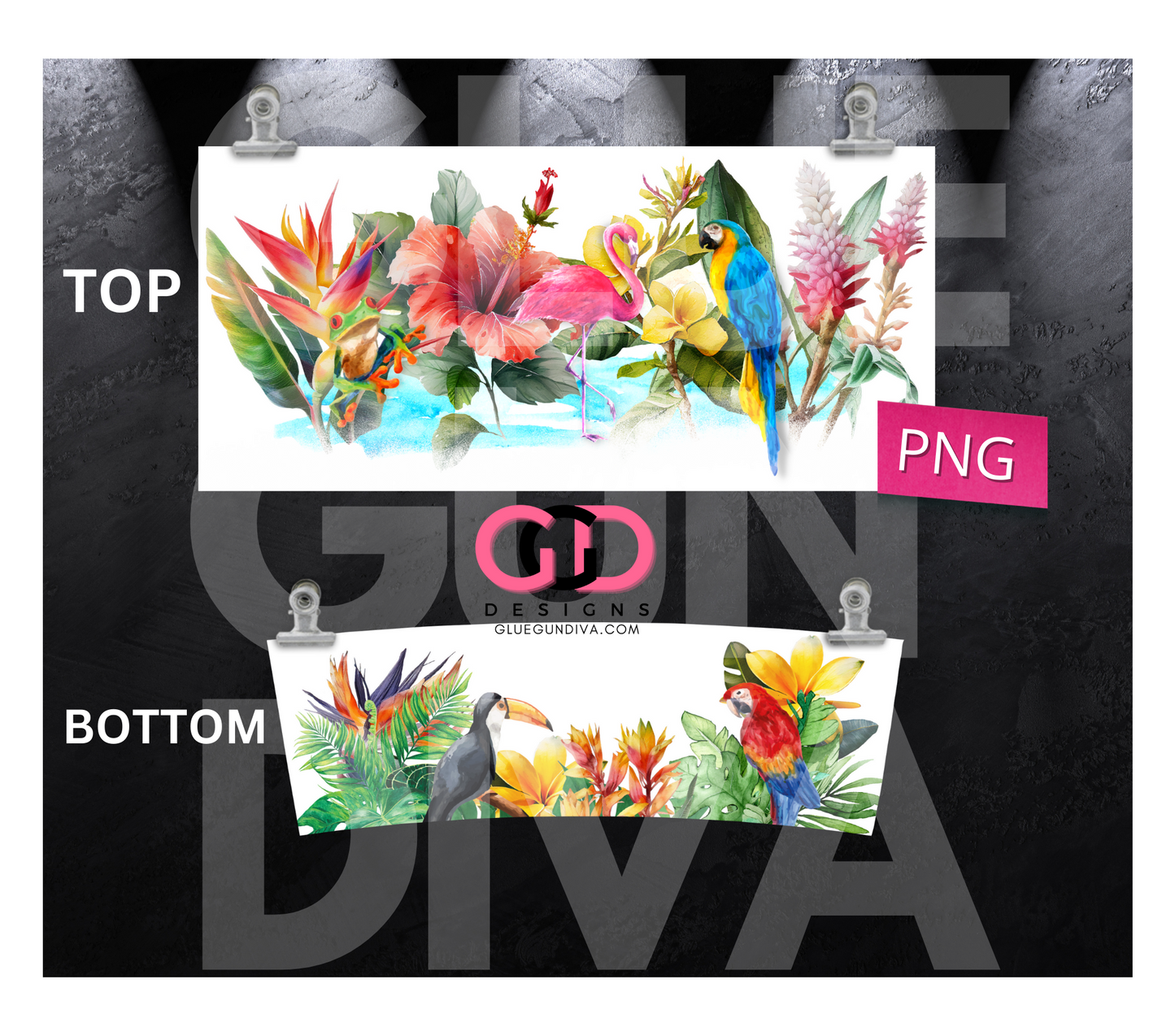 Tropical Paradise - Digital tumbler wrap for 40 oz tumbler