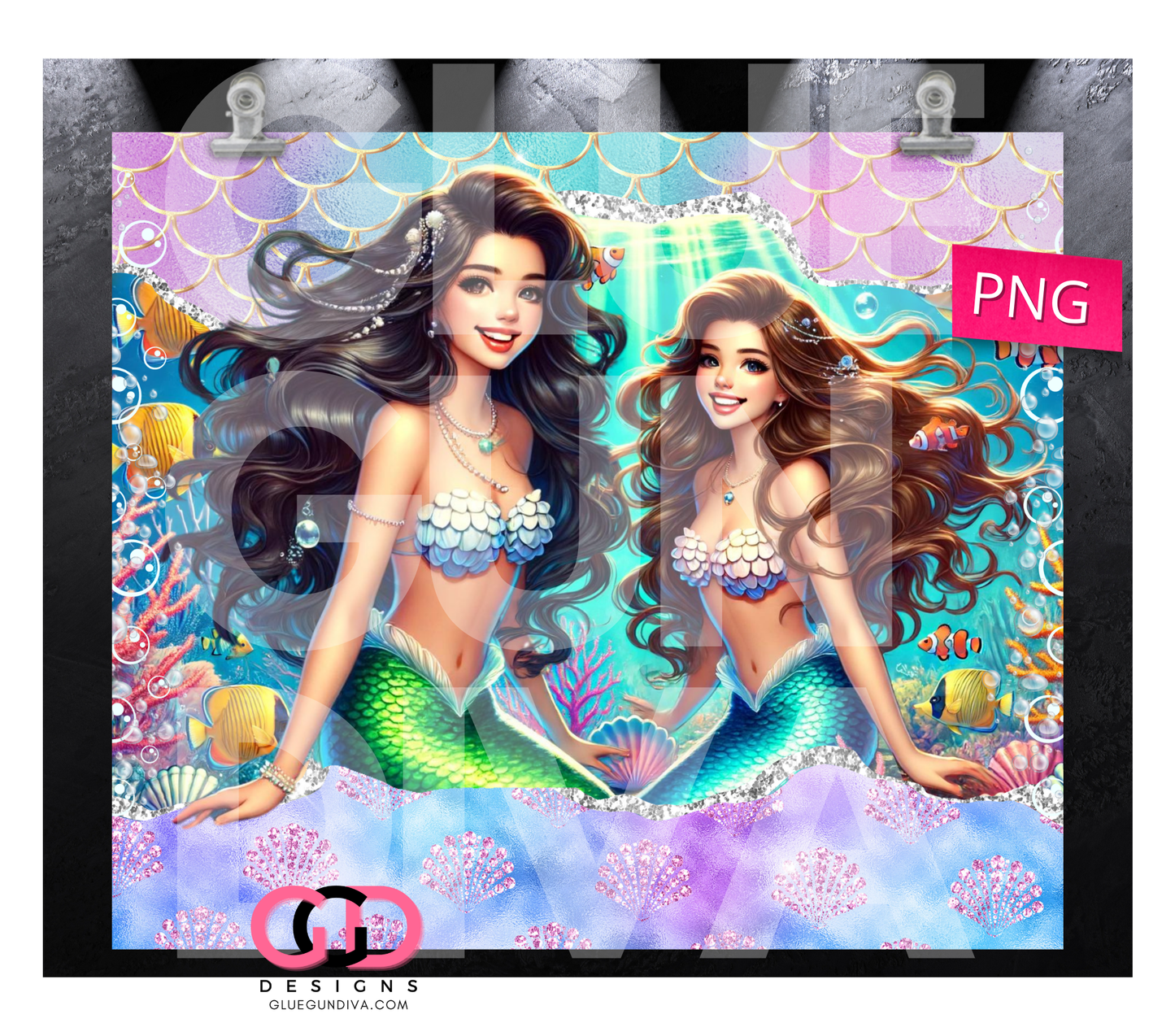 Mermaids - Digital tumbler wrap for Speaker 20 oz tumbler