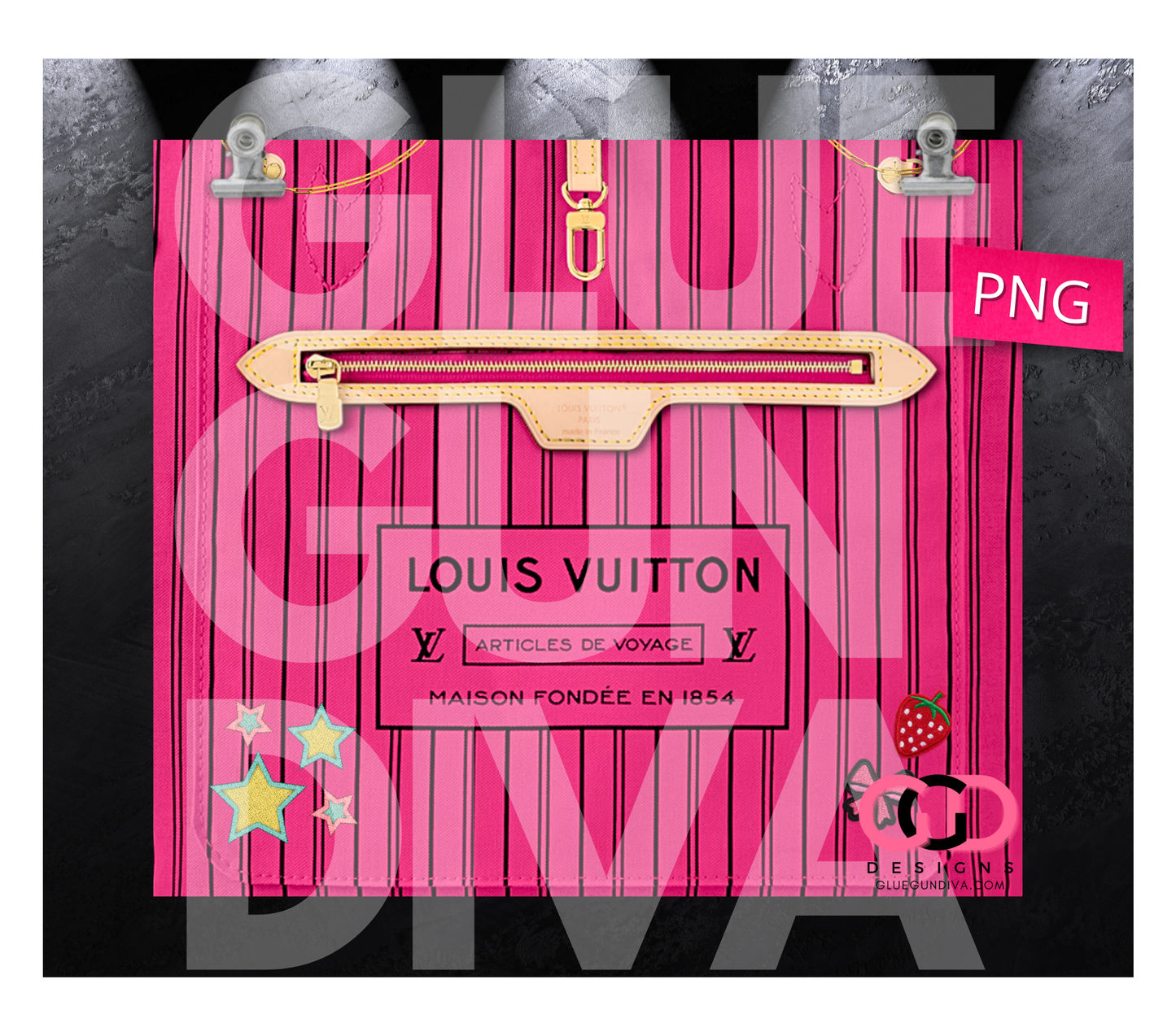 Hot Pink Patches purse - Digital tumbler wrap for 20 oz skinny straight tumbler