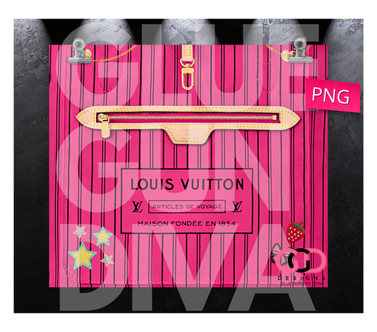 Hot Pink Patches purse - Digital tumbler wrap for 20 oz skinny straight tumbler