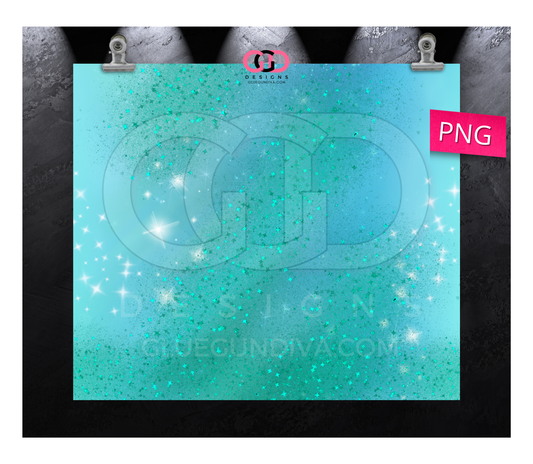 Green and Blue Glitter - Digital tumbler wrap for 20 oz skinny straight tumbler