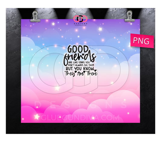 Good Friends Stars - Digital tumbler wrap for 20 oz skinny straight tumbler