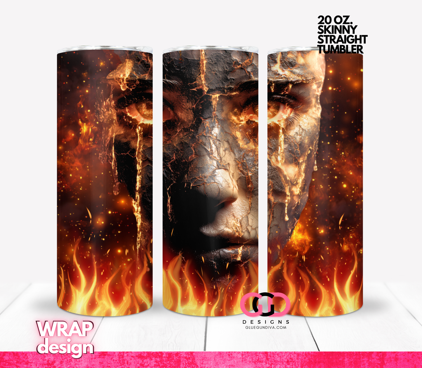 Tears of Fire - Digital tumbler wrap for 20 oz skinny straight tumbler