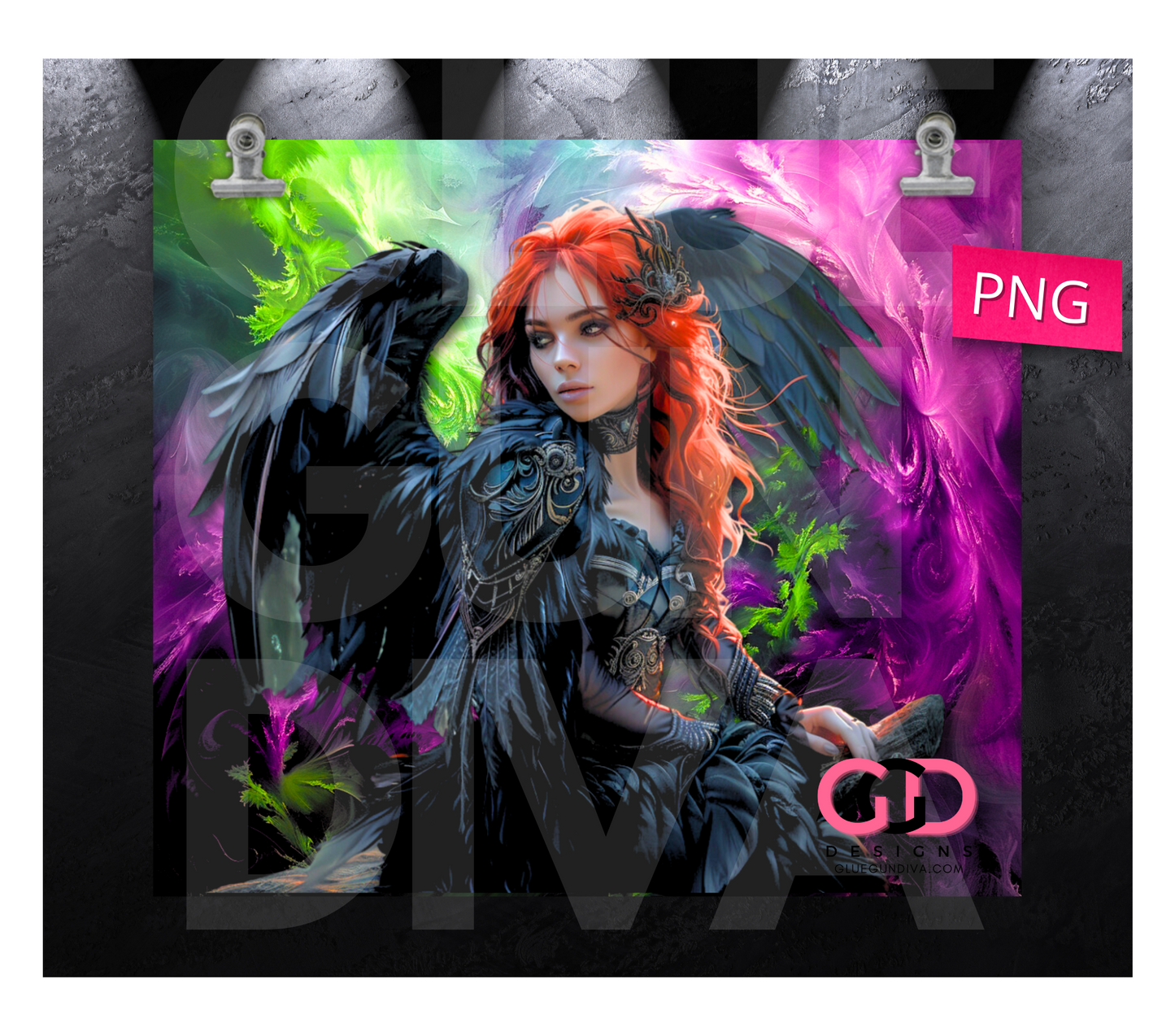 Red Hair Angel- Digital tumbler wrap for 20 oz skinny straight tumbler