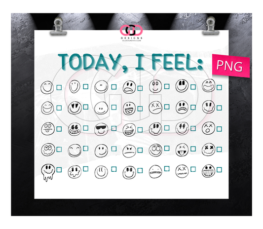 Today I Feel - Digital tumbler wrap for 20 oz skinny straight tumbler