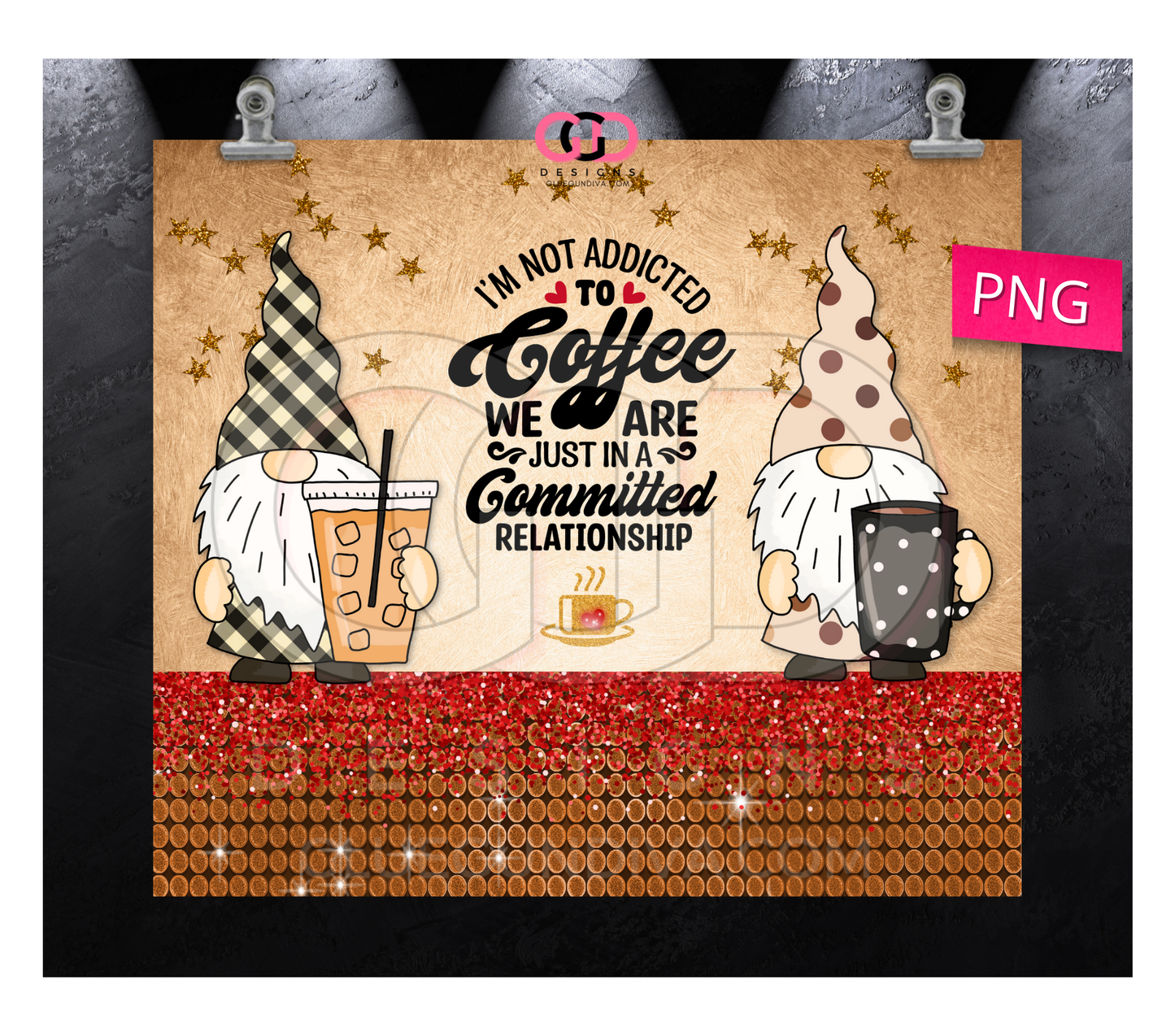 Not Addicted to Coffee - Digital tumbler wrap for 20 oz skinny straight tumbler