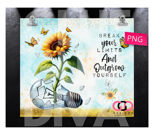 Outgrow Yourself - Digital tumbler wrap for 20 oz skinny straight tumbler