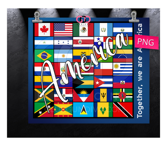 Together we are America - Digital tumbler wrap for 20 oz skinny straight tumbler