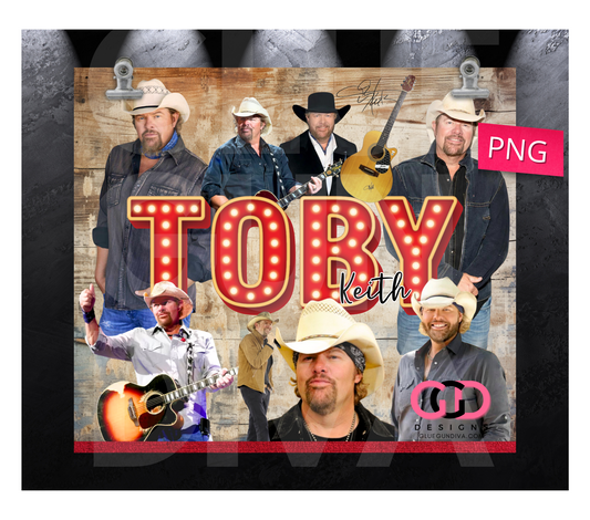 Toby Keith- Digital tumbler wrap for 20 oz skinny straight tumbler