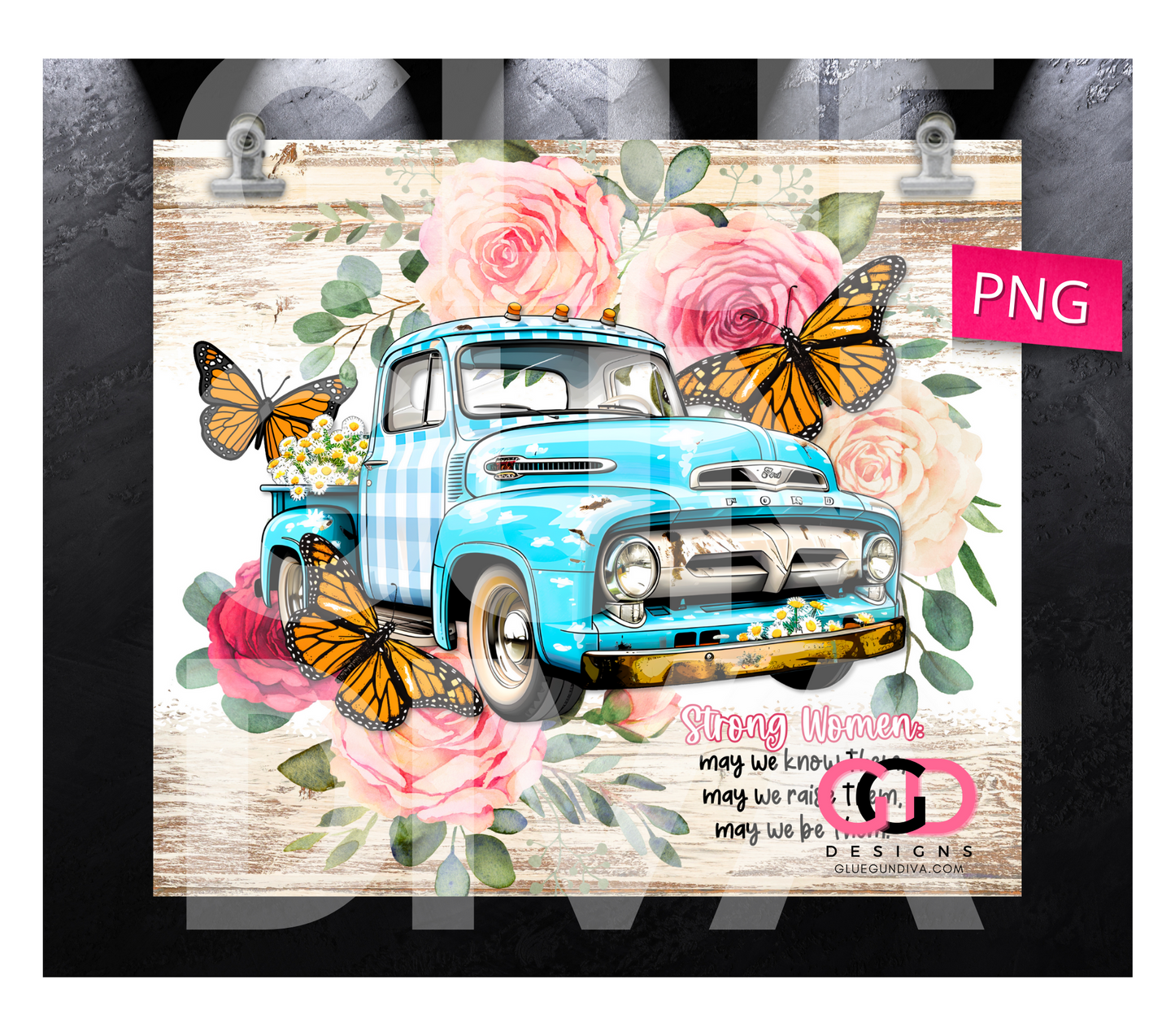 Strong Women- Digital tumbler wrap for 20 oz skinny straight tumbler