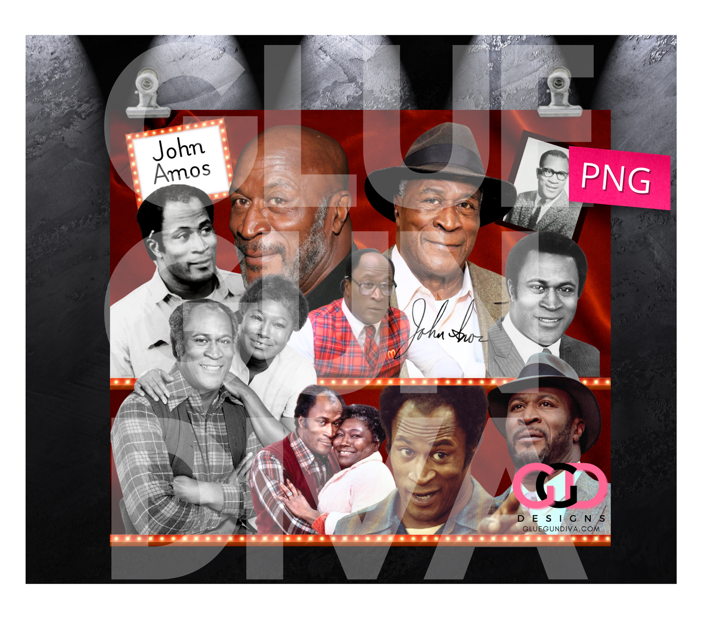John Amos Tribute - Digital tumbler wrap for 20 oz skinny straight tumbler
